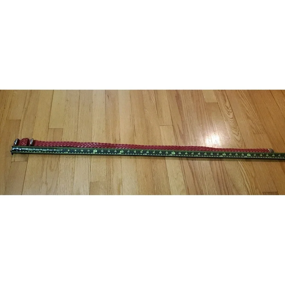 Vintage Ginnie Johansen‎ Designs Dallas TX Braided Red Leather Waist Belt Sz S/M
